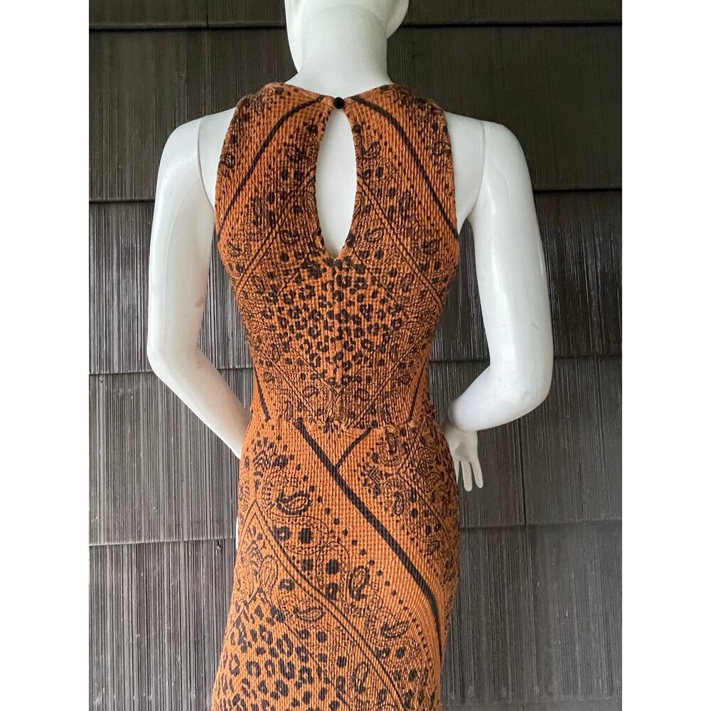 🔥Farm Rio Anthropologie Alyse Knit Leopard Print Bodycon Midi Dress Size M - Picture 9 of 14
